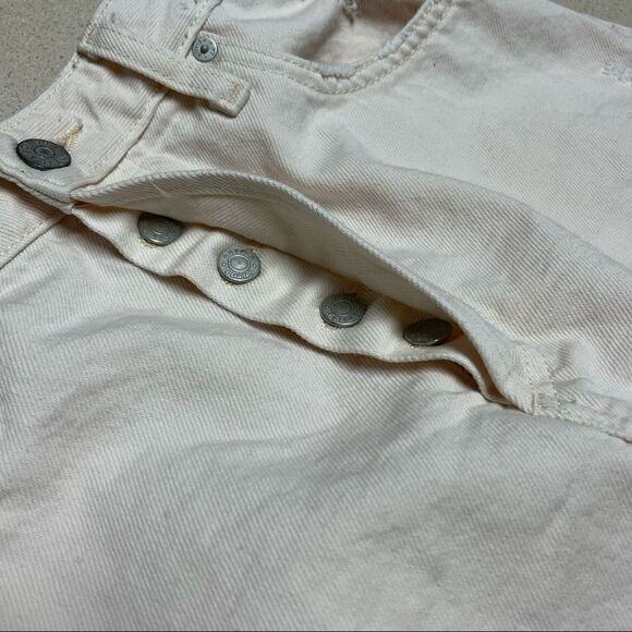 Boyish by Her Corey Distressed Denim Skirt in  Rosemary’s Baby Cream Color 26 - Picture 5 of 9